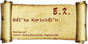 Büte Koriolán névjegykártya
